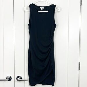 Tildon XS Black Sleeveless Bodycon Ruched Midi Dress